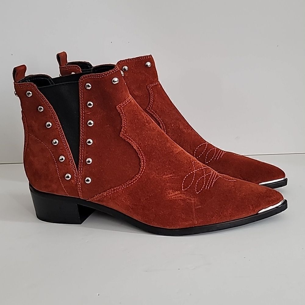 Marc Fisher LTD Rust Pointed Toe Yentia Chelsea Pull-On Western Boot Size 11